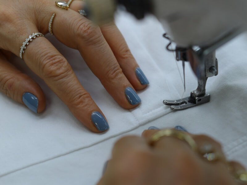 learning to use a sewing machine